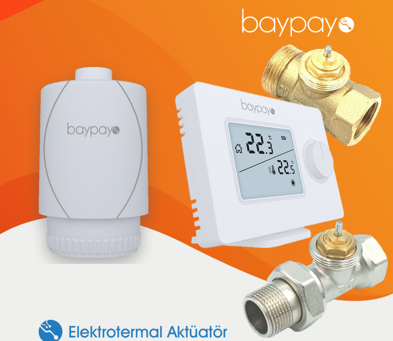 baypayo kablosuz Thera W kablosuz oda termostadı aktuatör iki yollu motorlu vana yerden ısıtma otomasyonu